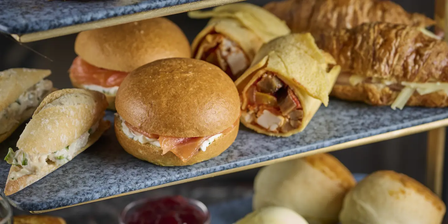 HDV Afternoon Tea with finger sandwiches on a glass plate (6)